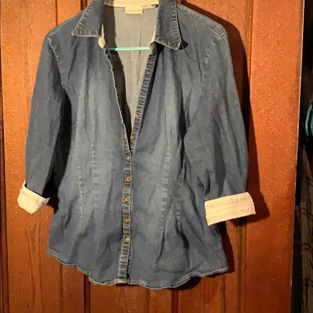 St. John's Bay Denim Button-Down Shirt in Blue